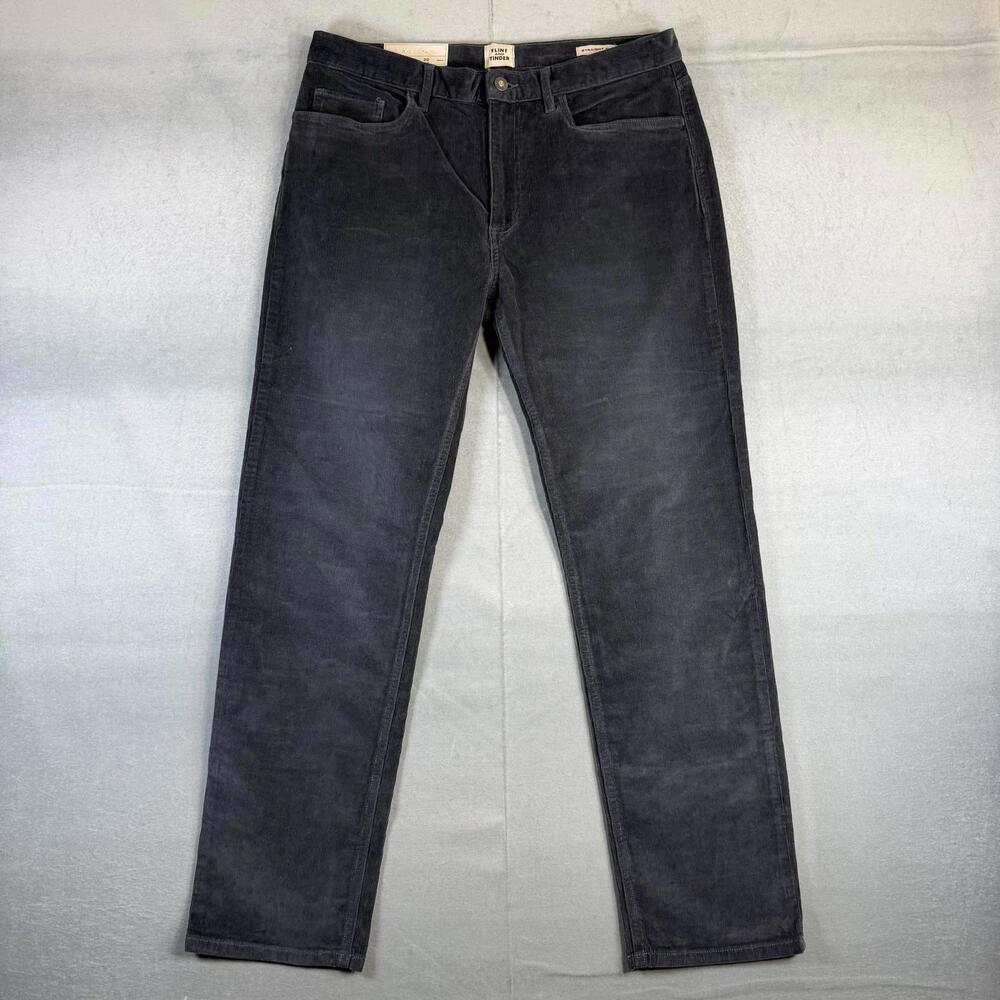 Flint and Tinder Corduroy Pants Mens 33x30 Gray Straight Fit Chino Huckberry NWT